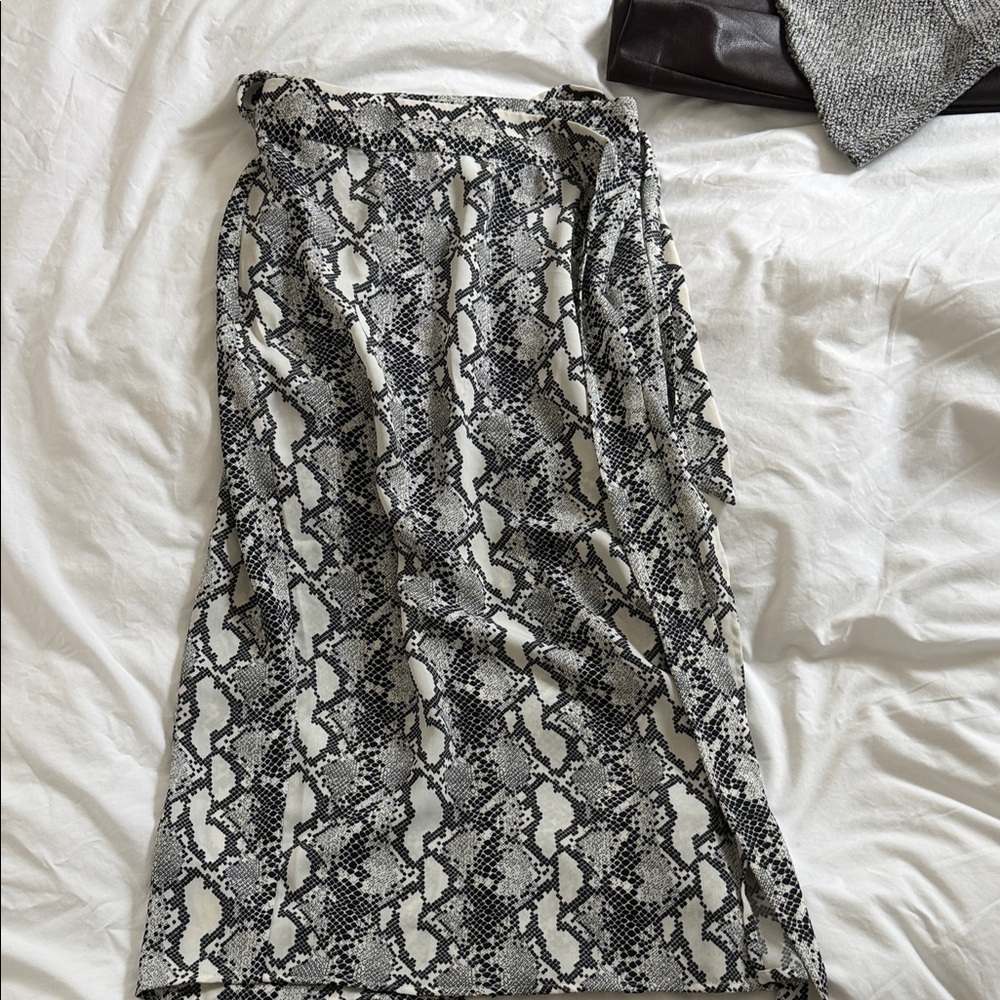 Asymmetrical Snakeskin Print Skirt
